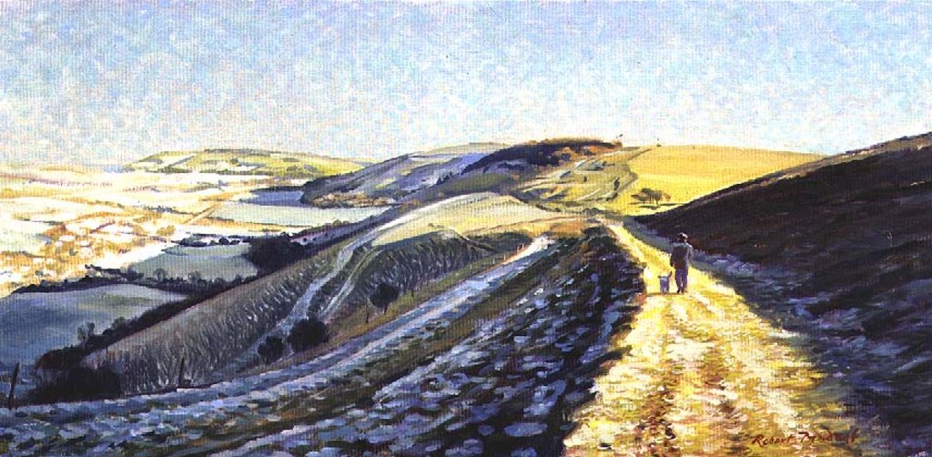 Detail of Winter Walk on the Downs, 1996 by Robert Tyndall