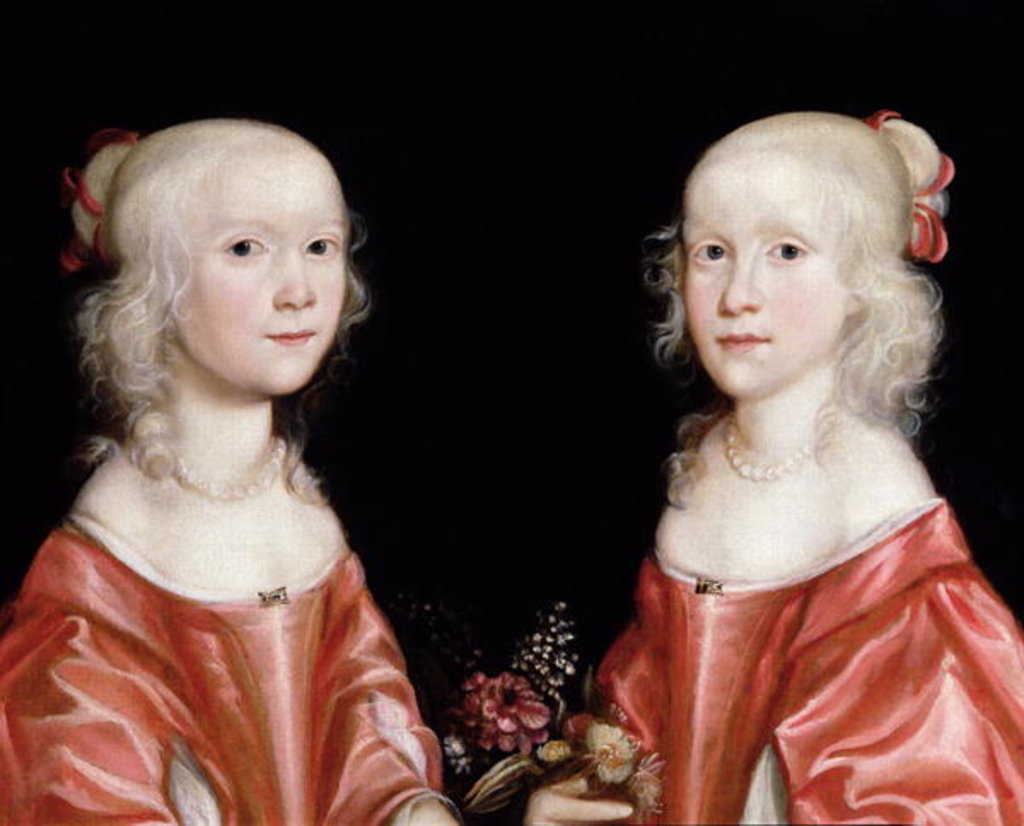 Detail of Portrait of Twin Sisters, c.1650 by Dutch School