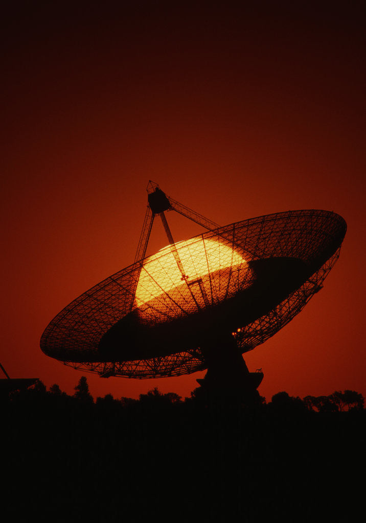 Detail of Radio Telescope Silhouetted by Setting Sun by Anonymous