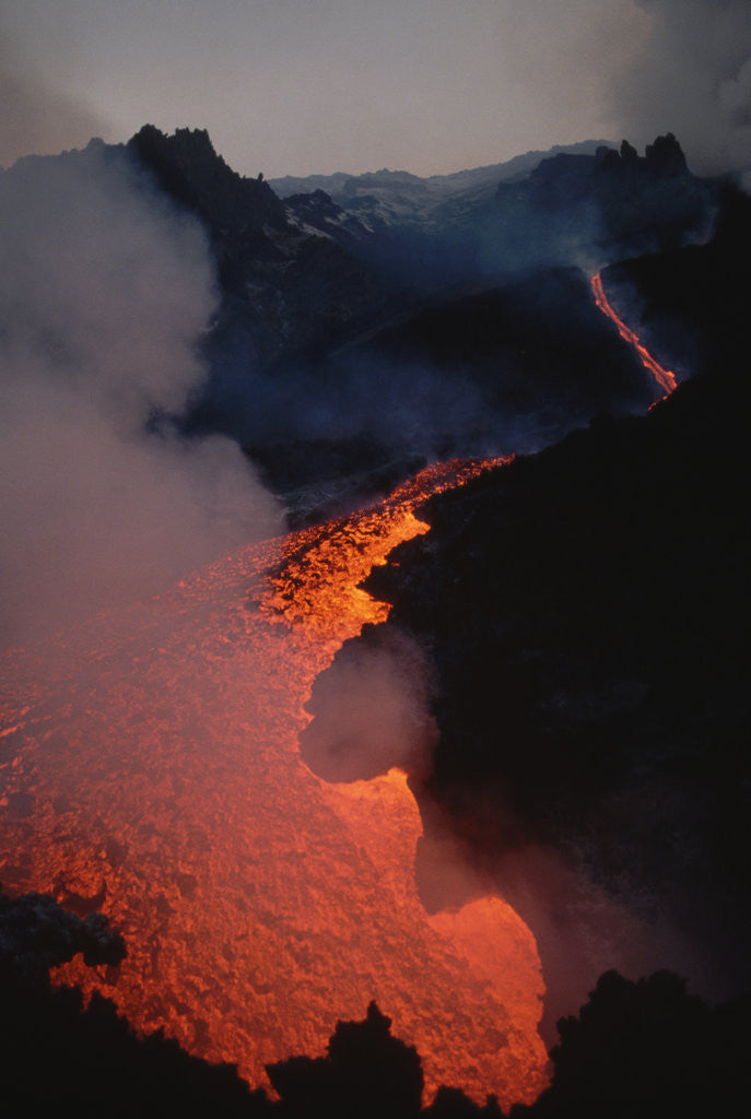 Detail of Glowing Lava in a Sicilian Valley by Corbis