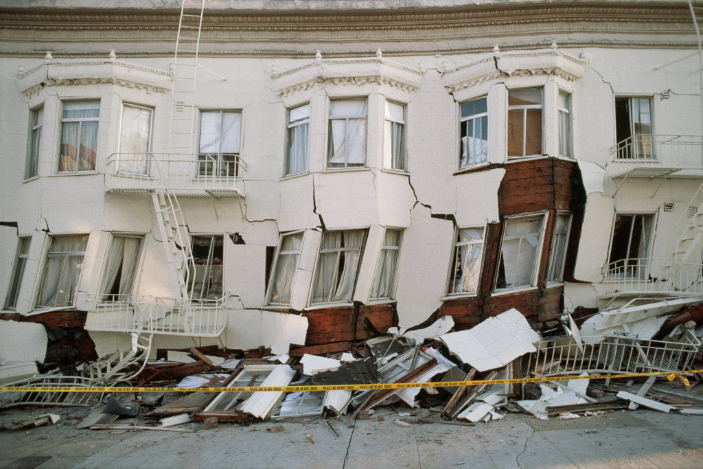 Detail of Quake-Damaged Apartment House by Anonymous