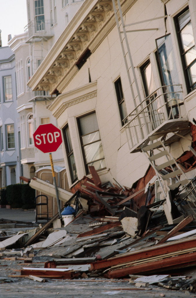 Detail of Quake-Damaged Apartment House by Anonymous