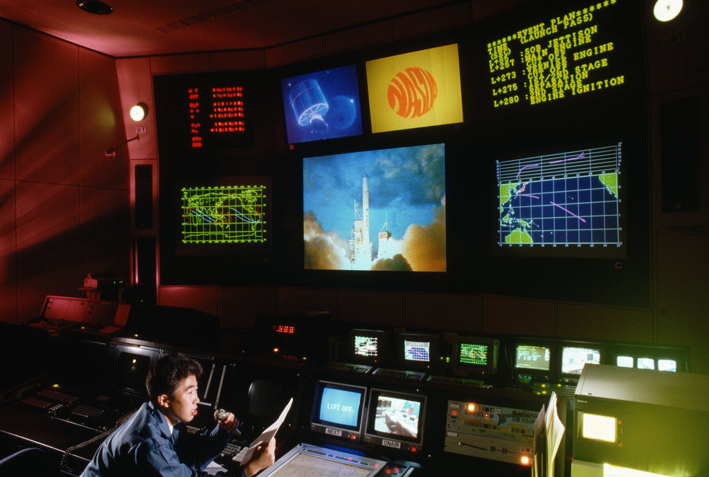 Detail of Japanese Mission Control Room by Corbis