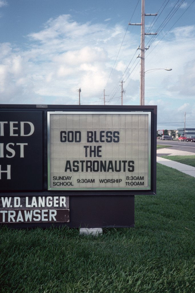 Detail of Church Sign with Encouraging Message for Astronauts by Anonymous