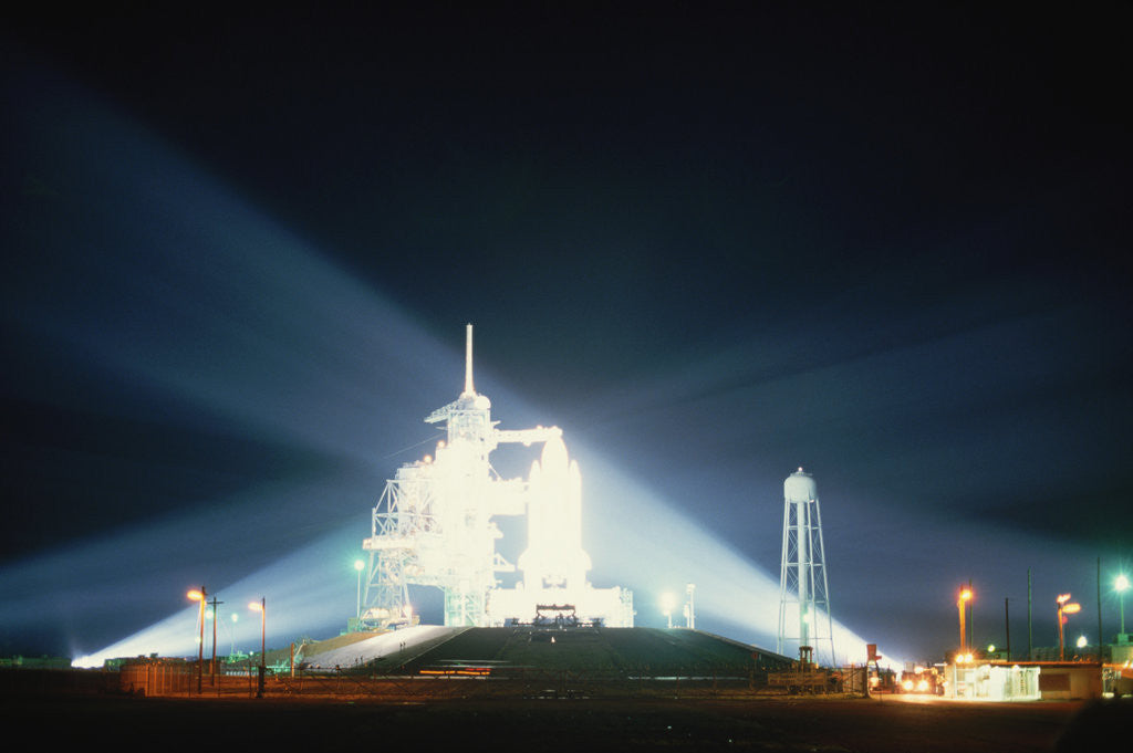 Detail of Space Shuttle Illuminated at Night by Anonymous