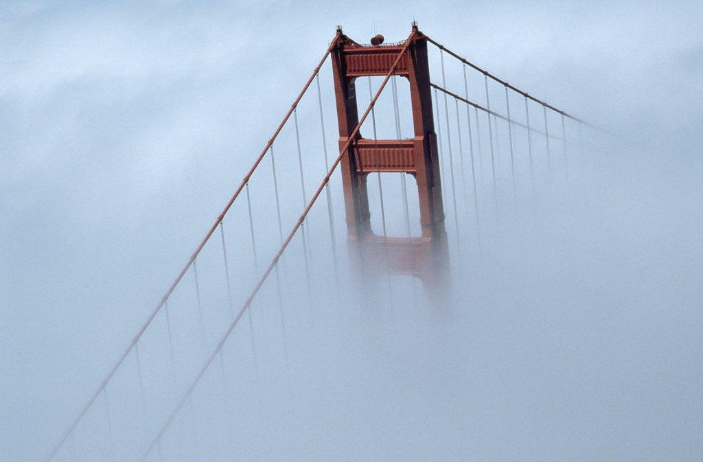 Detail of Golden Gate Bridge Tower Surrounded by Fog by Anonymous
