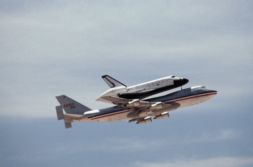 Detail of Space Shuttle Challenger Riding on 747 by Anonymous