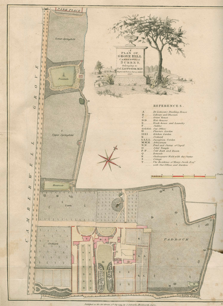 Detail of A plan of Grove Hill, Camberwell, Surrey by James Edwards