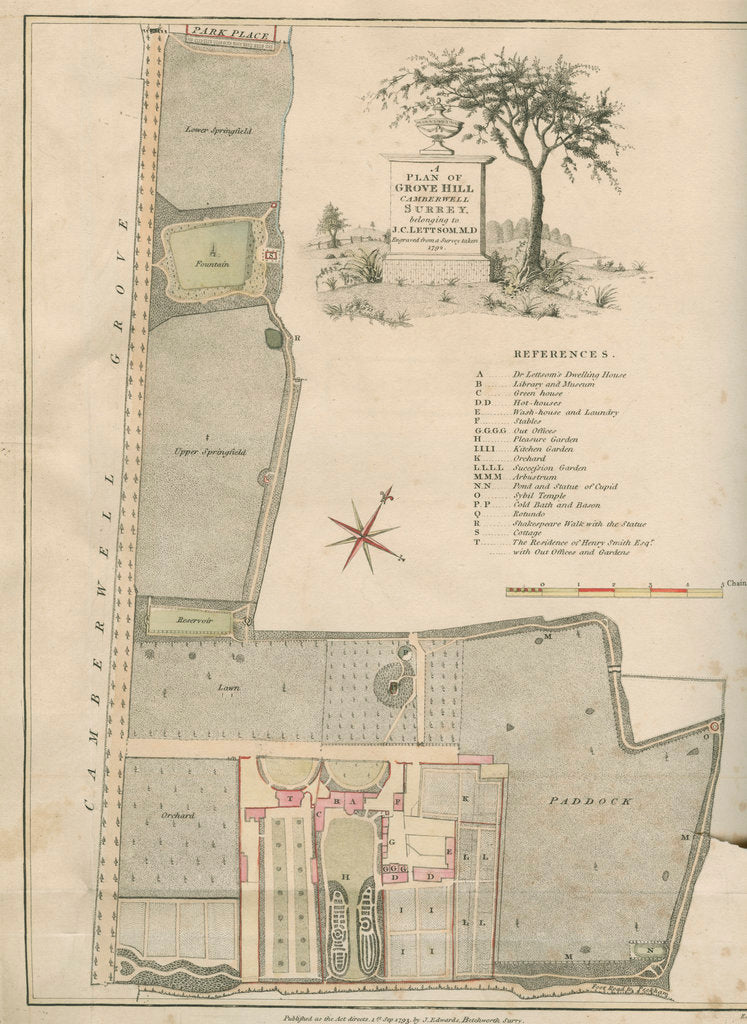 Detail of A plan of Grove Hill, Camberwell, Surrey by James Edwards