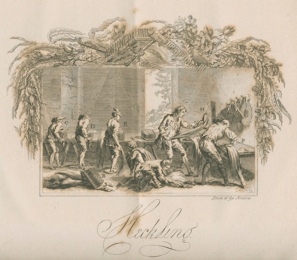 Detail of Heckling of hemp plant fibre by Richard Reeve