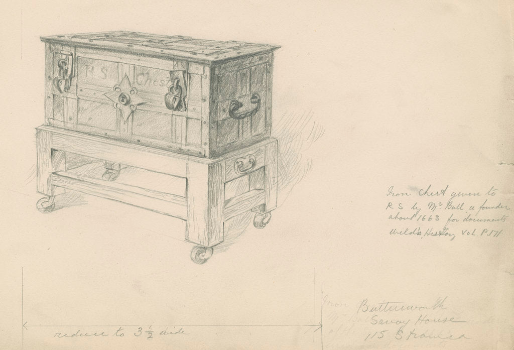 Detail of The Royal Society's iron chest by unknown