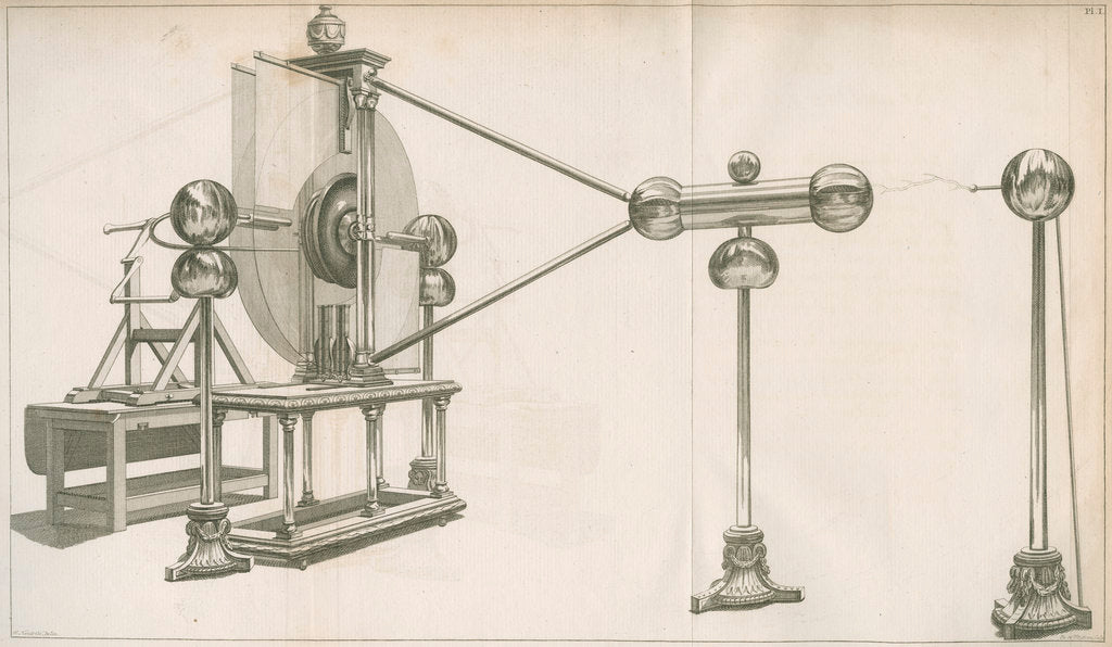 Detail of Improved electrical machine at Teyler's Museum by Izaac Jansz de Wit