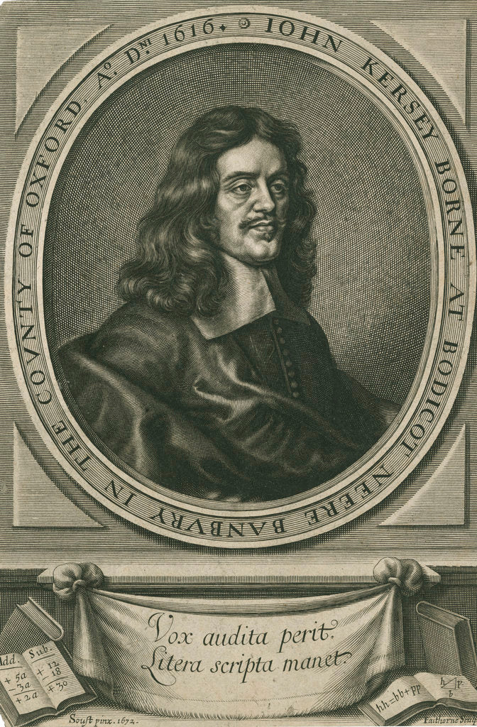 Detail of Portrait of John Kersey the elder (1616-1677) by William Faithorne the Elder