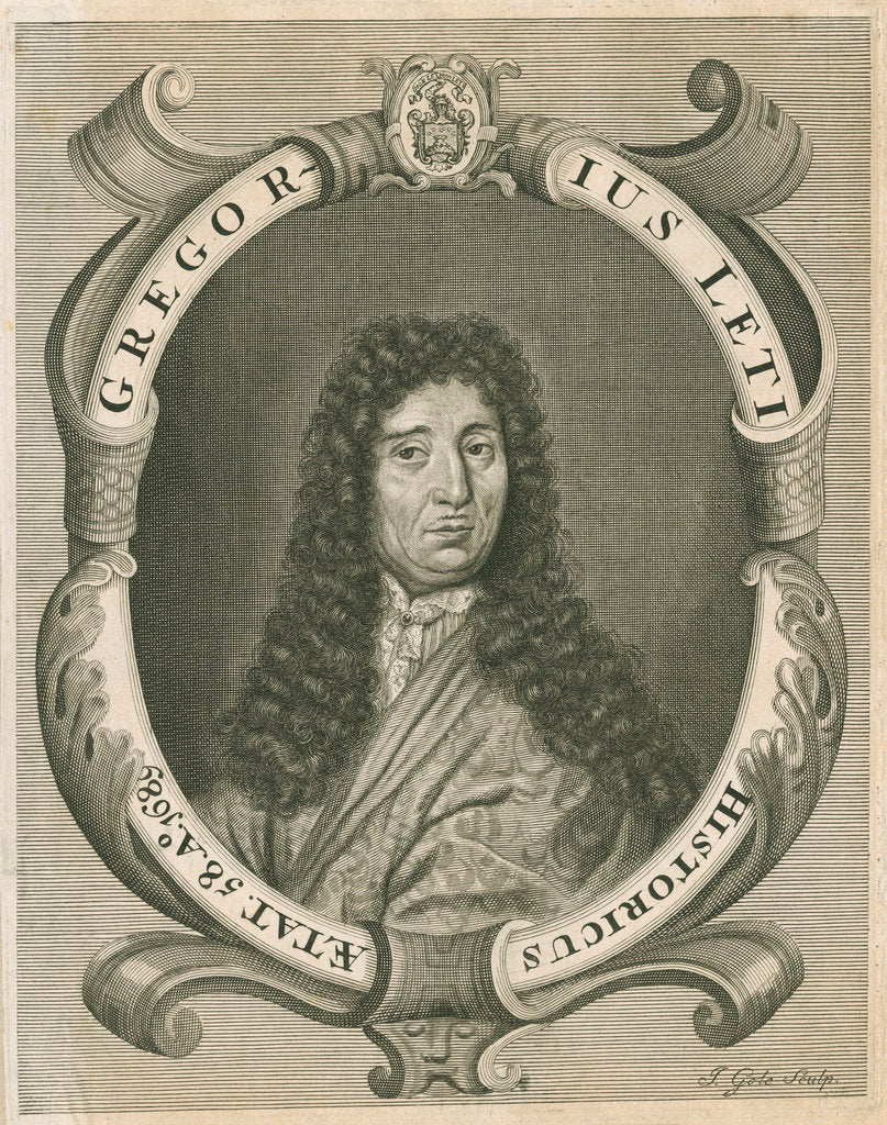 Detail of Portrait of Gregorio Leti (1630-1701) by Jacob Gole