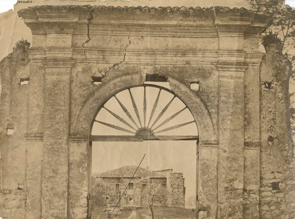 Detail of 'Porte Cochere...near Auletta' [earthquake damage] by Alphonse Bernoud Grellier