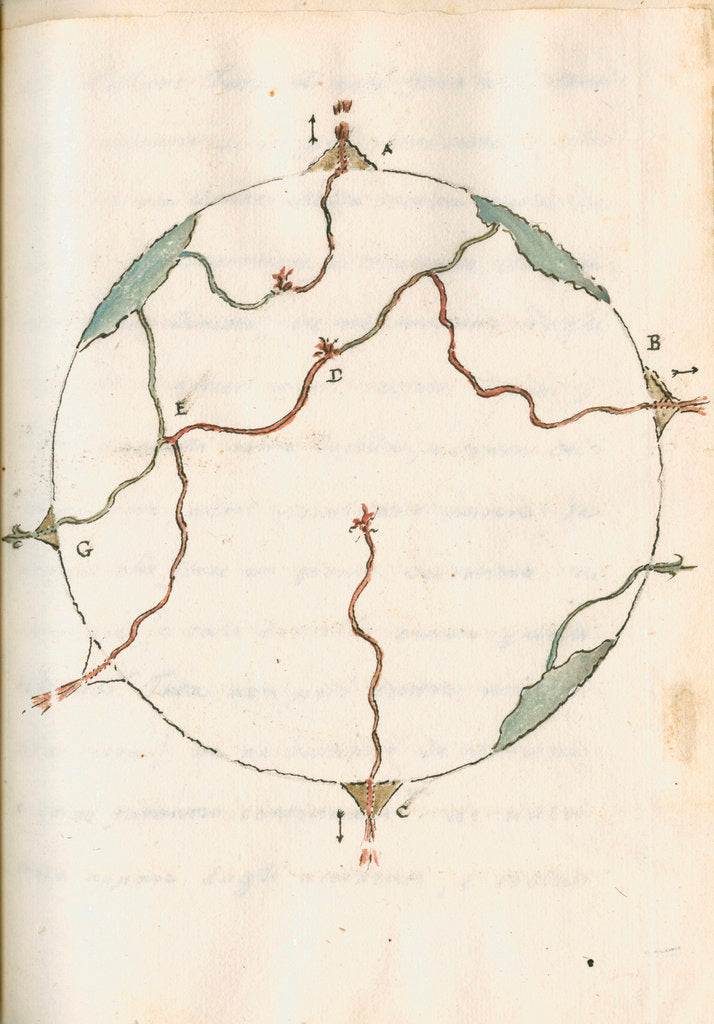 Detail of Scheme of volcanoes and liquid flow by Antonio Piaggio