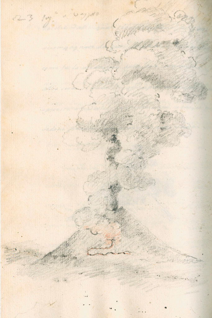 Detail of Vesuvius erupting by Antonio Piaggio