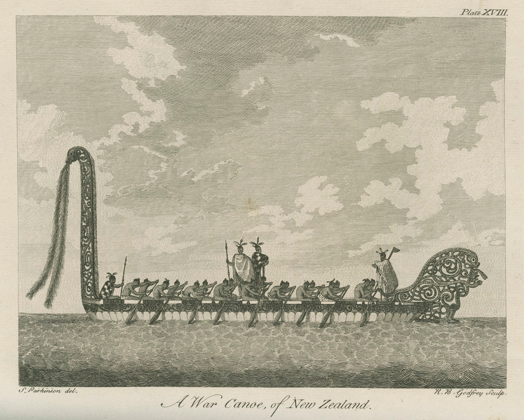 Detail of A War Canoe, of New Zealand by Richard Bernard Godfrey