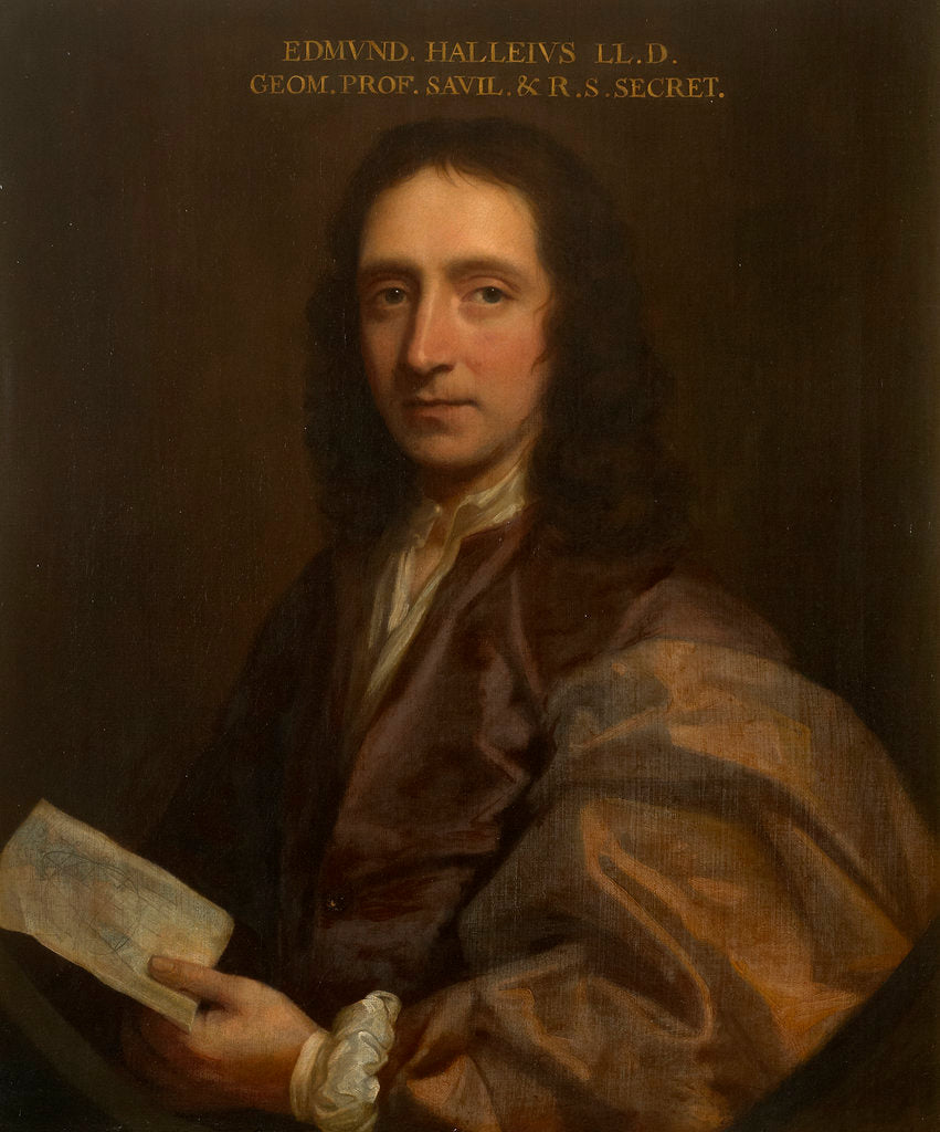 Detail of Portrait of Edmond Halley (1656-1742) by Thomas Murray