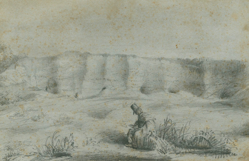 Detail of Geologist in a chalk pit by George John Rose