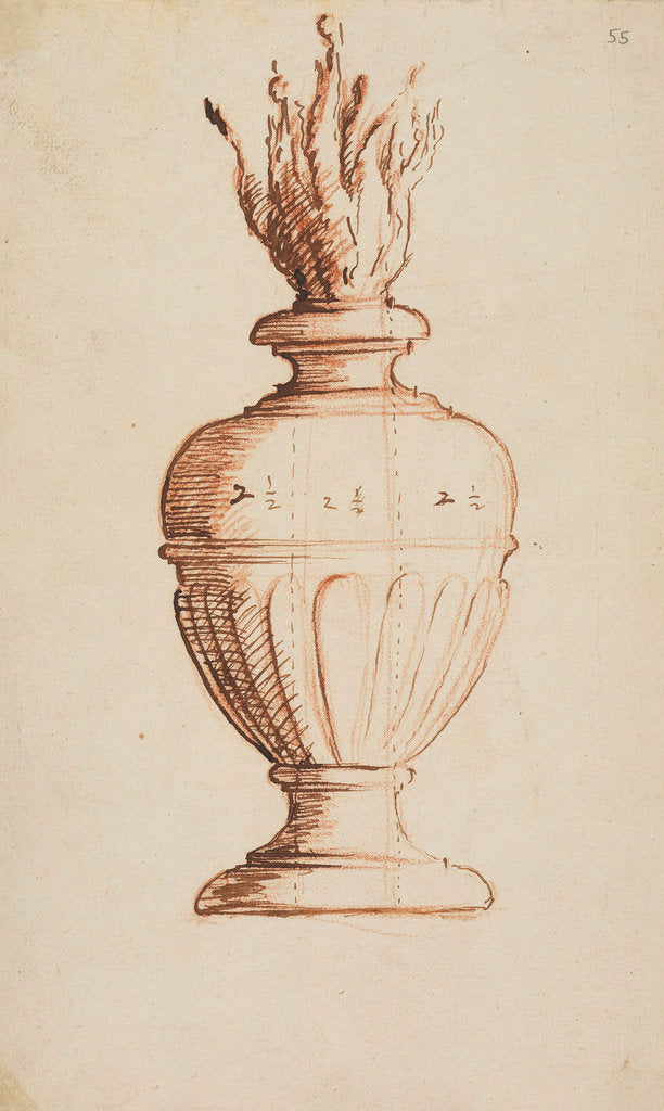 Detail of Architectural vase with flames by Anonymous