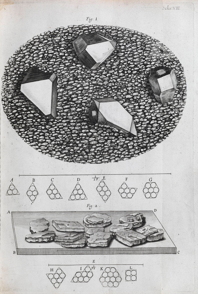 Detail of Microscopic views of crystals by Robert Hooke