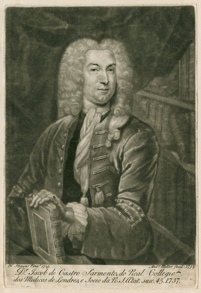Detail of Portrait of Jacob de Castro-Sarmento (1692-1762) by Andrew Miller