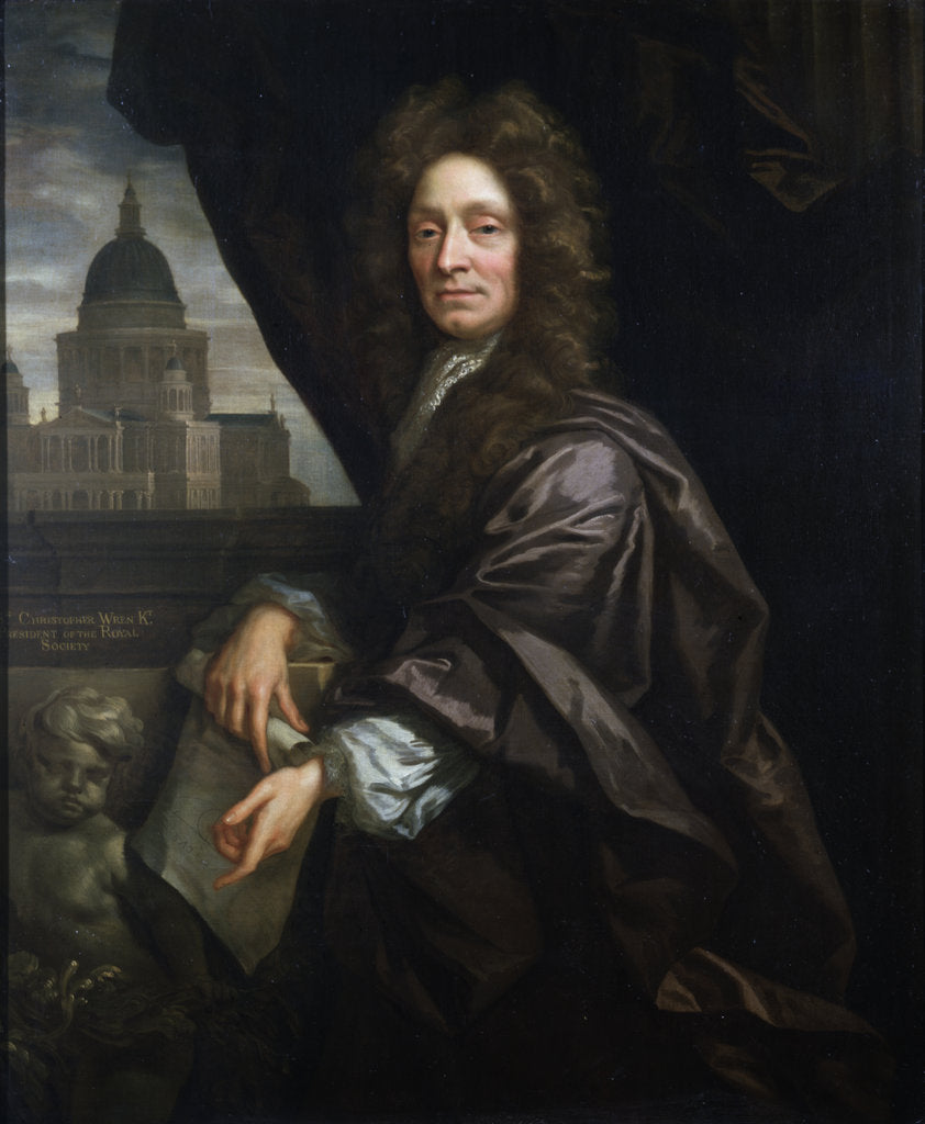 Detail of Portrait of Christopher Wren (1632-1723) by John Closterman