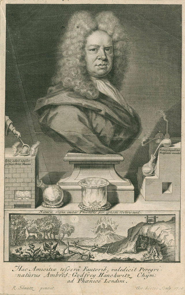 Detail of Portrait of Ambrose Godfrey (1680-1756) by George Vertue