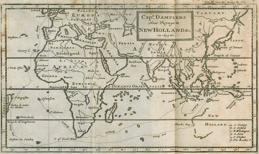 Detail of Map of William Dampier's voyage to Australia, 1699 by Anonymous