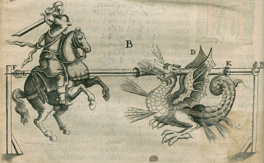 Detail of Firework display depicting St George fighting the dragon by Anonymous