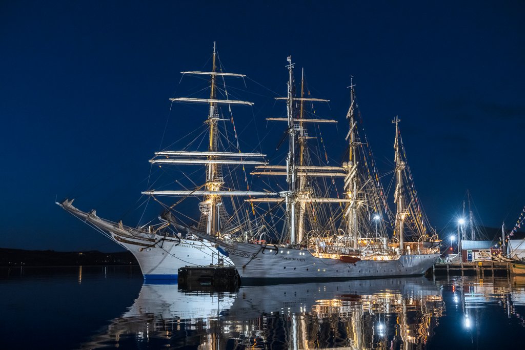 Detail of Two ships in the nighttime by Richard Sibley