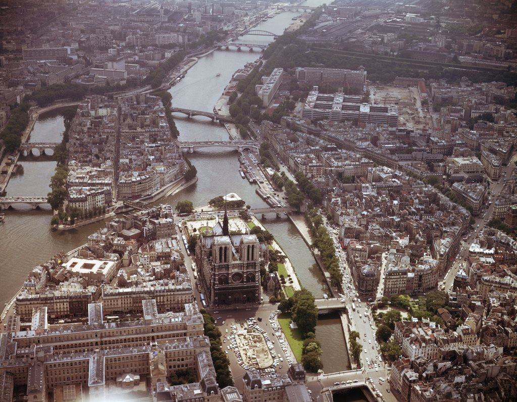 Detail of Notre Dame Cathedral on Ile de la Cite by Anonymous