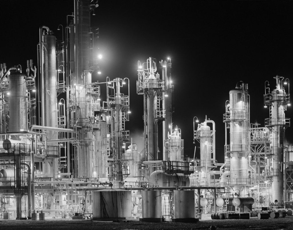 Detail of Hydro-Carbon Refinery at Night by Anonymous
