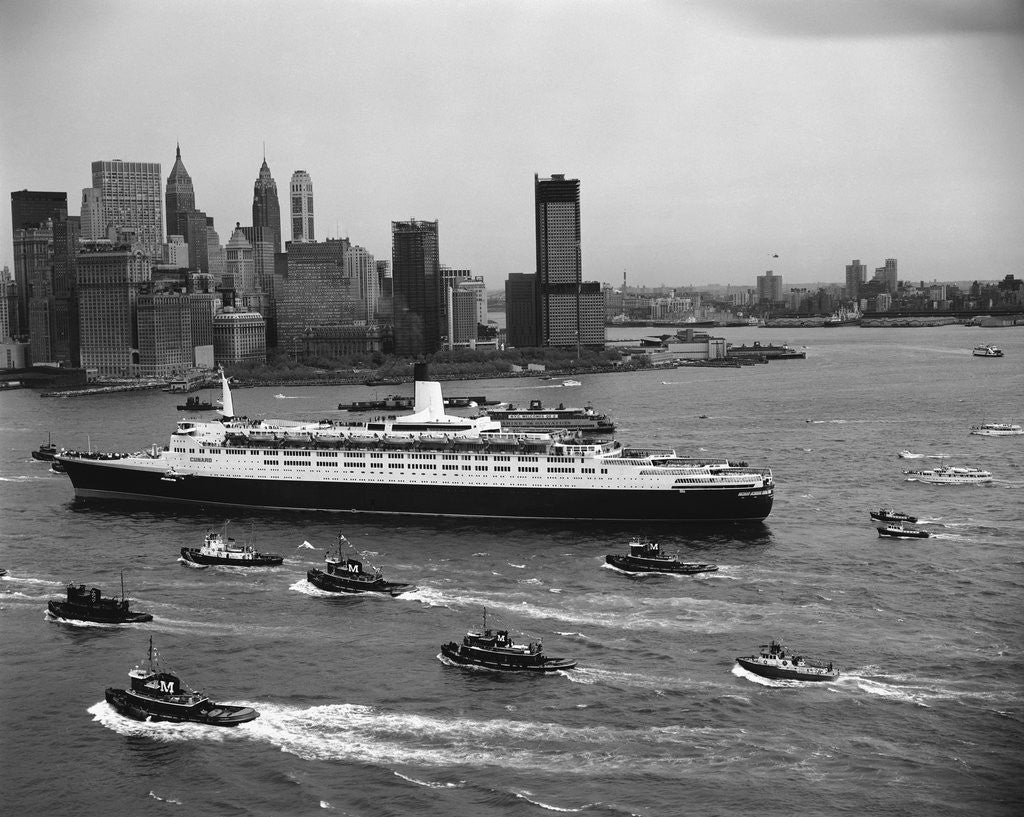 Detail of Cruise Ship in New York's Harbor by Anonymous