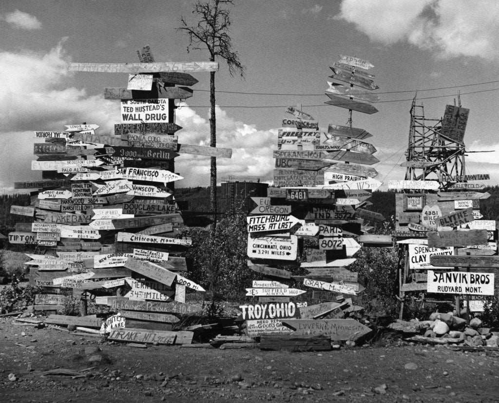 Detail of Road Signs Along the Alcan Highway by Anonymous
