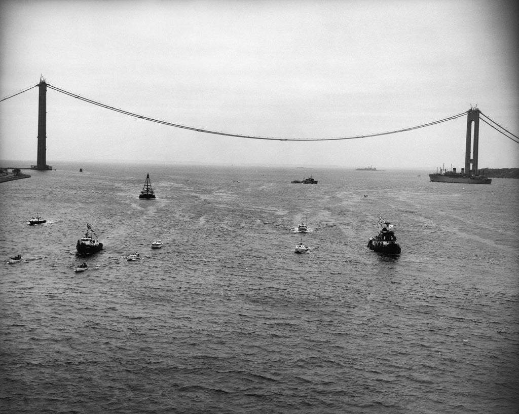 Detail of Verrazano-Narrows Bridge Under Construction by Anonymous