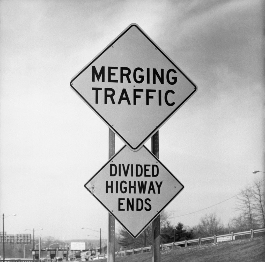 Detail of Merging Traffic Road Sign by Anonymous