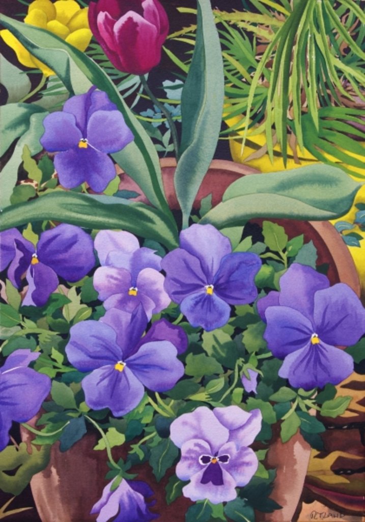 Detail of Flowerpots with Pansies, 2007 by Christopher Ryland