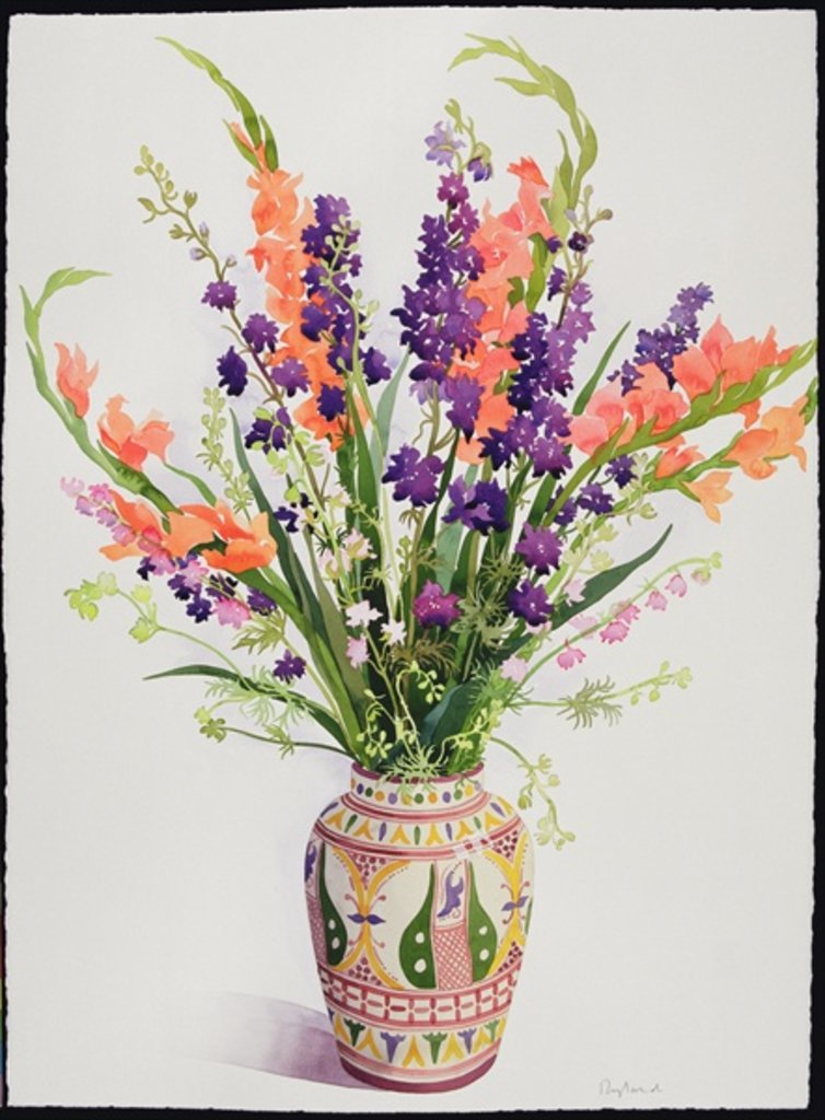 Larkspur and Gladioli in a Moroccan Vase by Christopher Ryland