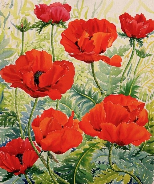 Detail of Large Red Poppies by Christopher Ryland
