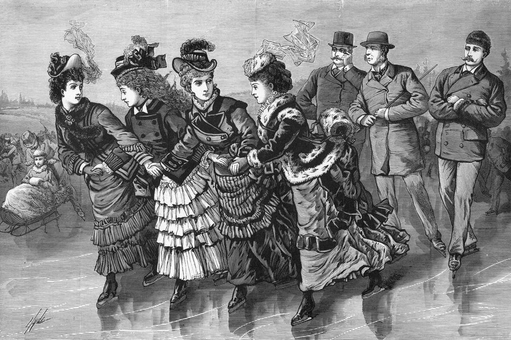 Detail of 19th-Century Print of Skaters in Central Park by Anonymous