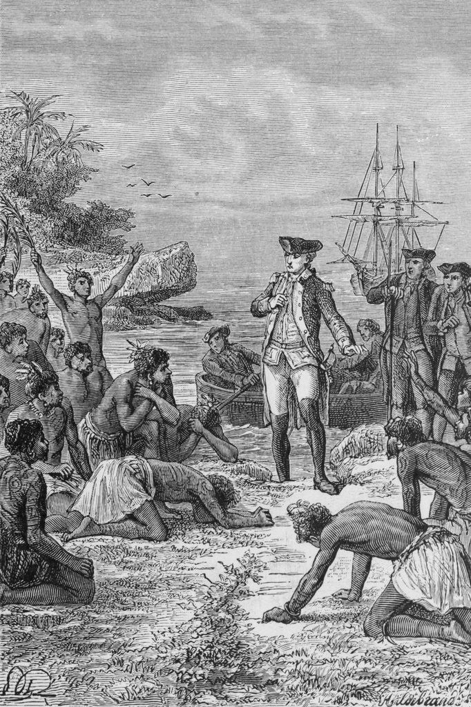 Detail of Island Natives Welcoming James Cook by Anonymous