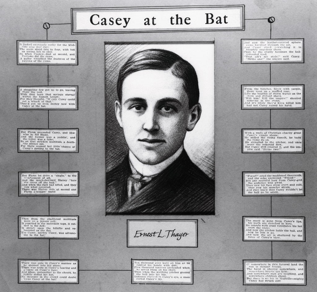 Detail of Portrait of Ernest L. Thayer with His Composition of the Bat Song by Anonymous