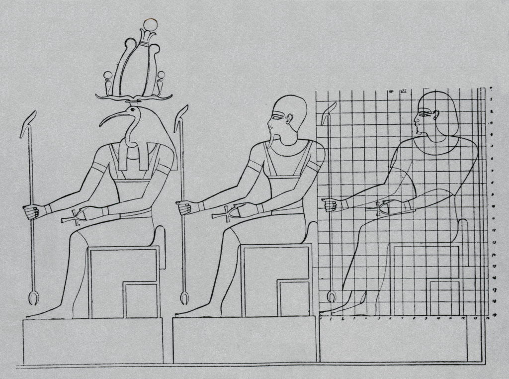 Detail of Imhotep, Thoth, and Hapu by Anonymous