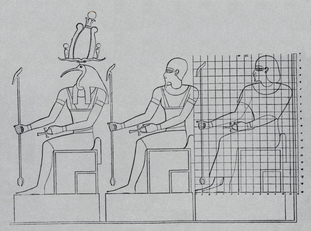 Detail of Imhotep, Thoth, and Hapu by Corbis