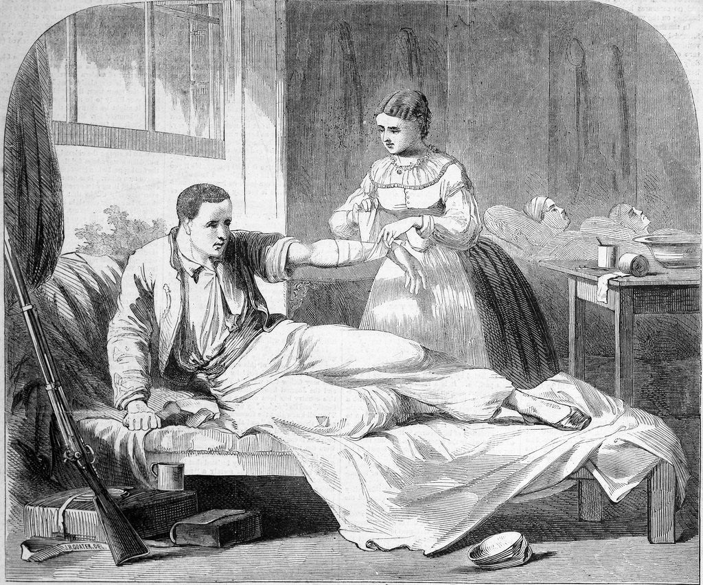 Detail of Nurse Tending to Wounded Soldier by Anonymous