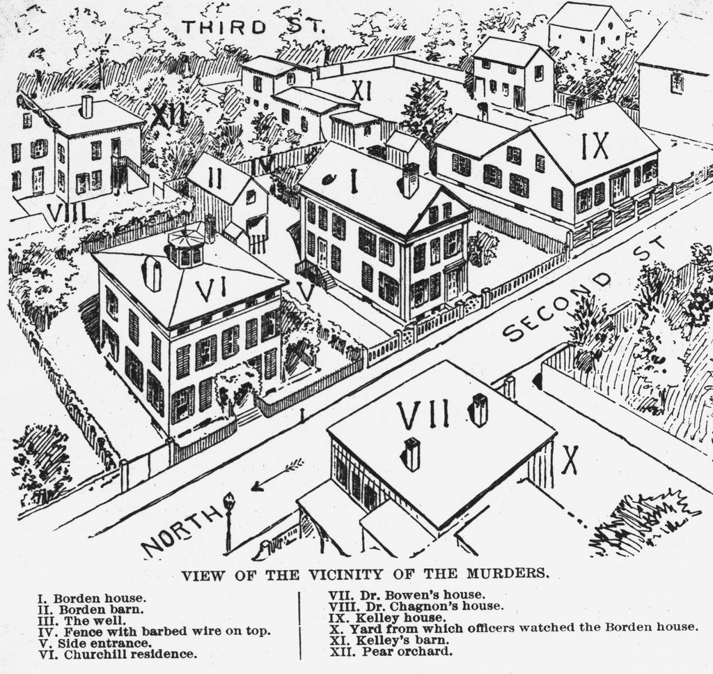 Detail of Vicinity of Lizzie Borden Murders by Anonymous