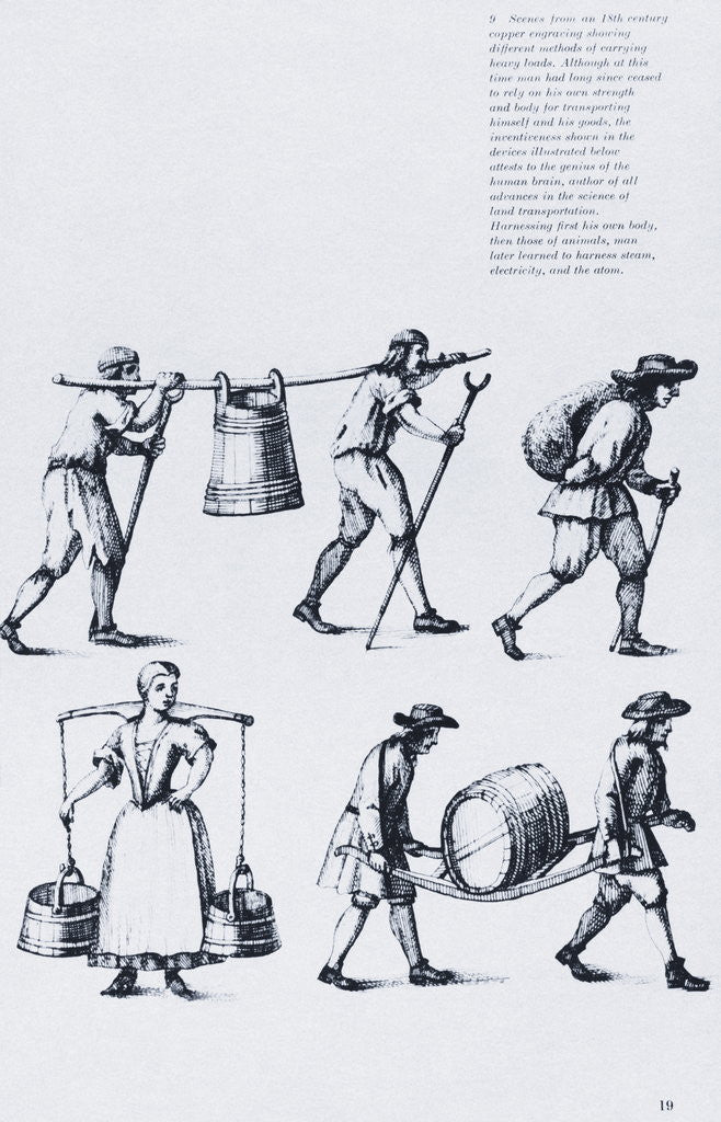 Detail of Illustration Depicting Men Carrying of Heavy Load by Corbis