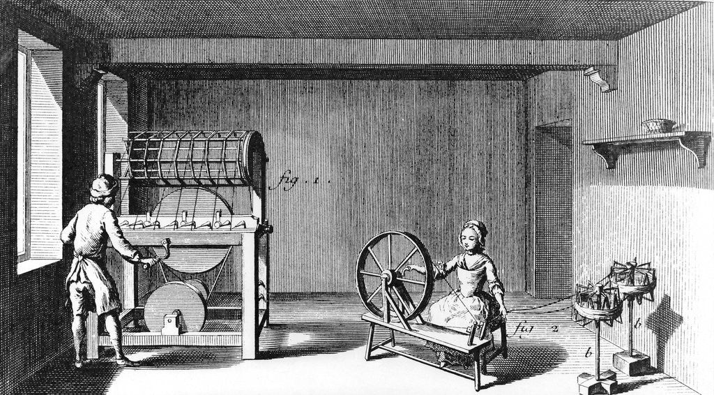Detail of Workers Spinning Yarn by Anonymous